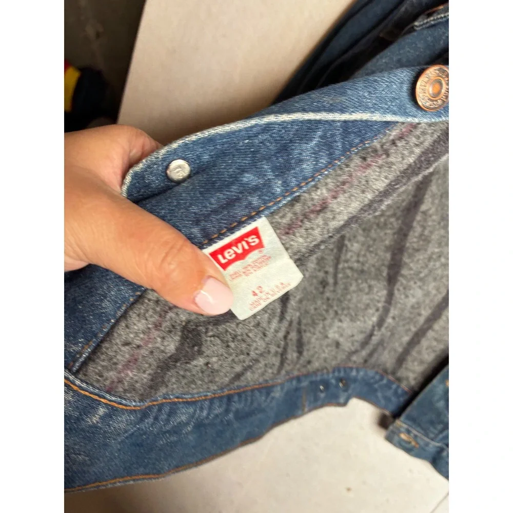 Vintage Levis‎ 70506-0316 Blanket Lined Denim Trucker Jacket Made in USA Mens 42 - Picture 8 of 13